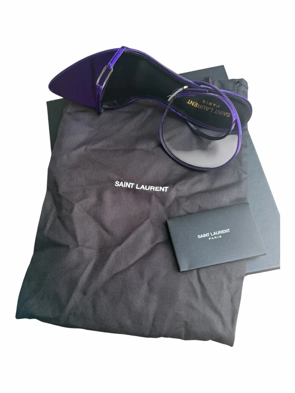 Saint Laurent Kitty 75 Metallic Plum Violet Sandals Heels 38.5 NIB - Picture 8 of 14